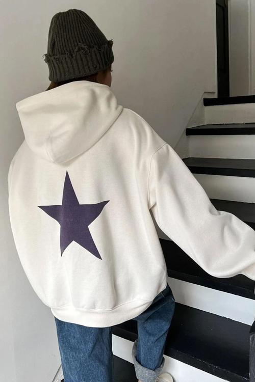 Unisex Star Baskılı Sweatshirt