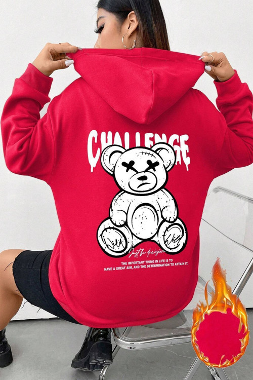 Challange Bear Baskılı Oversize Sweatshirt