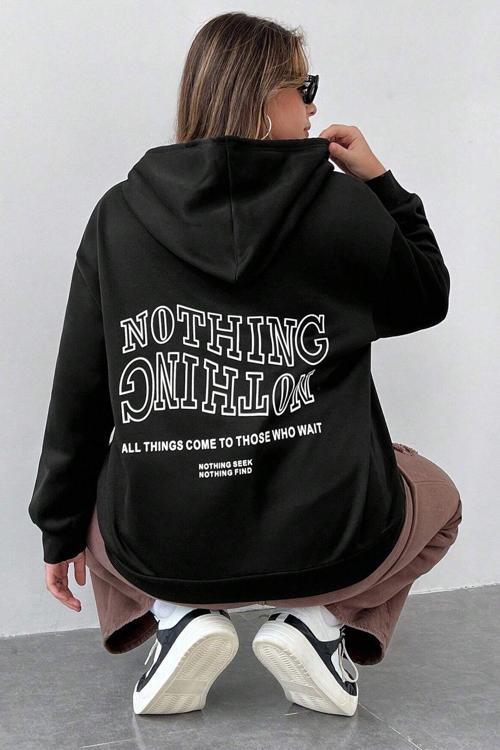 Unisex Nothing Baskılı Sweatshirt