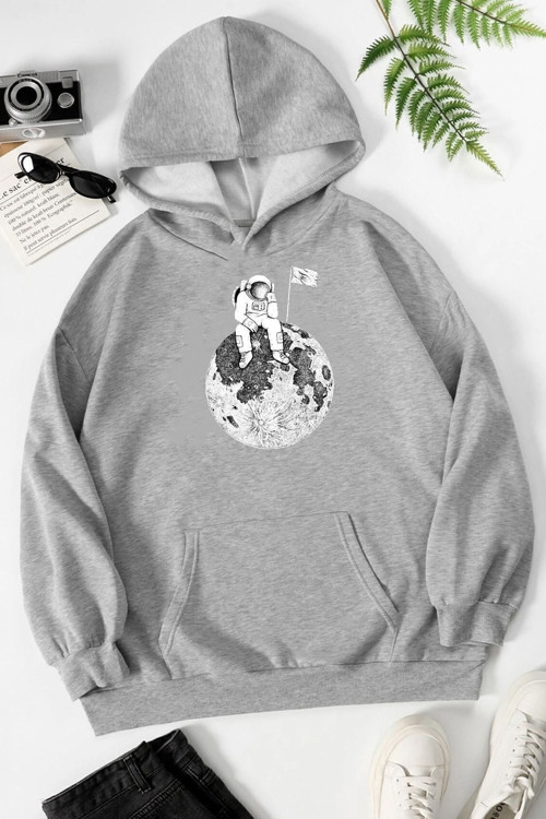 Unisex Astronot Baskılı Sweatshirt