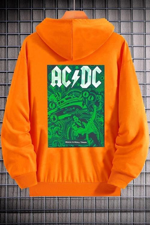 Unisex Ac Dc Baskılı Kapüşonlu Sweatshirt