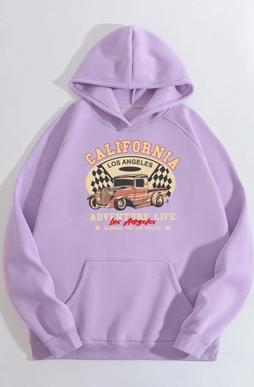Unisex California Baskılı Kapüşonlu Sweatshirt