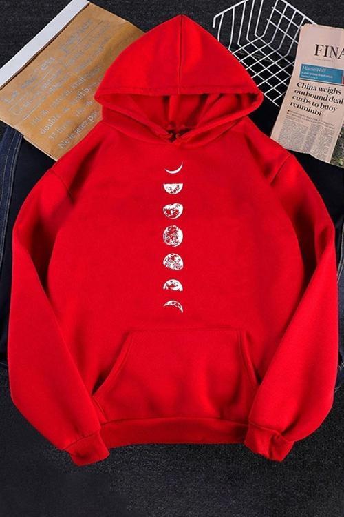Unisex Moon Phases Baskılı Sweatshirt