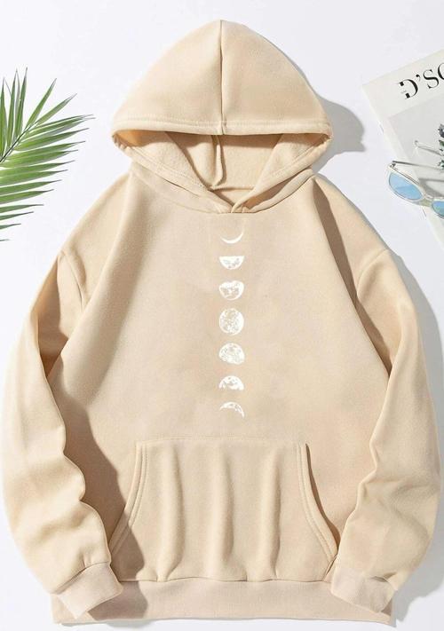 Unisex Moon Phases Baskılı Sweatshirt