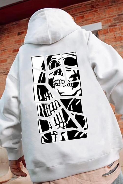 Unisex Skullcracked Baskılı Sweatshirt