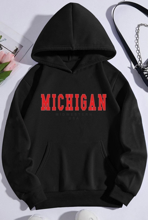 Unisex Michigan Baskılı Sweatshirt