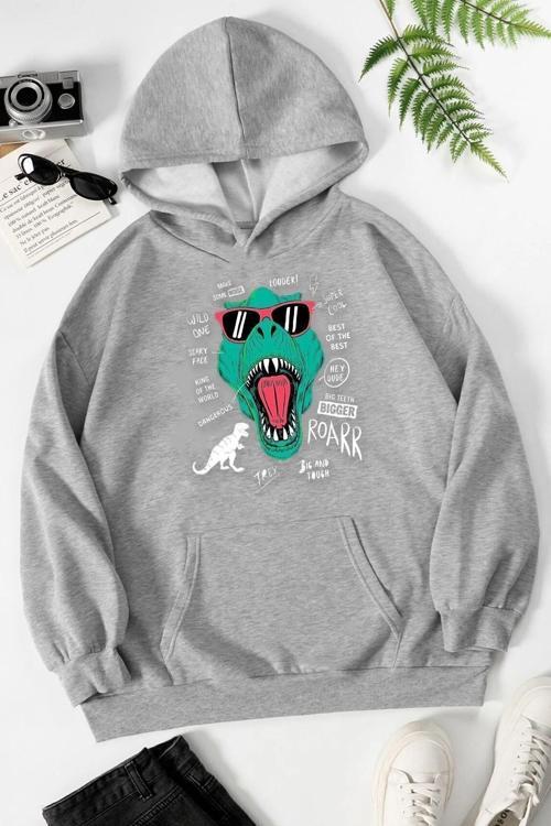 Unisex T - Rex Baskılı Sweatshirt