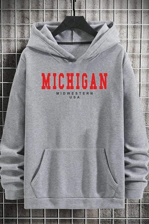 Unisex Michigan Baskılı Sweatshirt