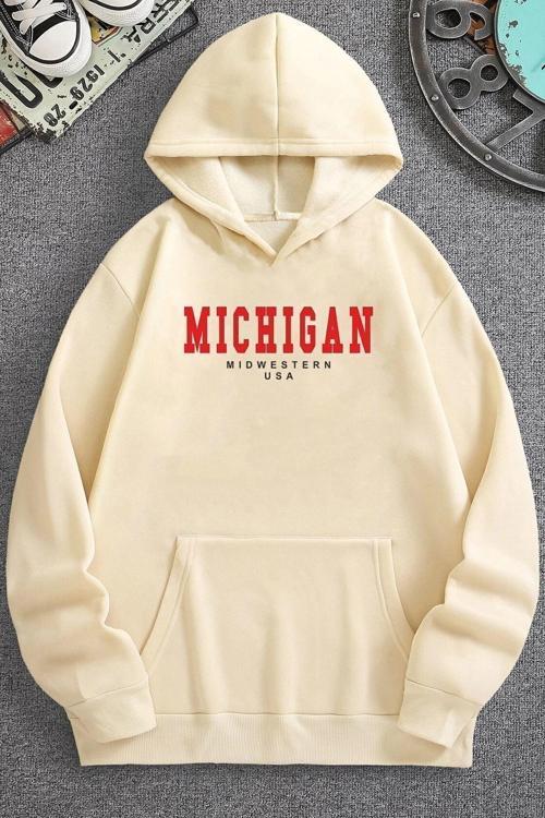 Unisex Michigan Baskılı Sweatshirt