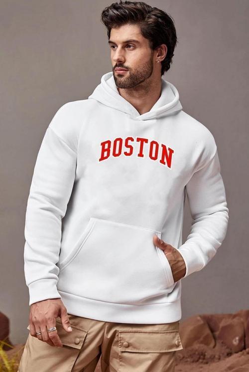 Unisex Boston Baskılı Sweatshirt