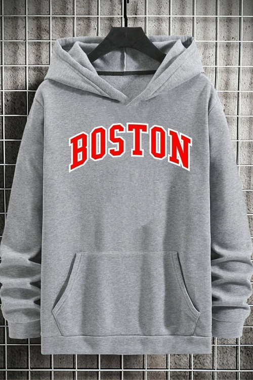 Unisex Boston Baskılı Sweatshirt