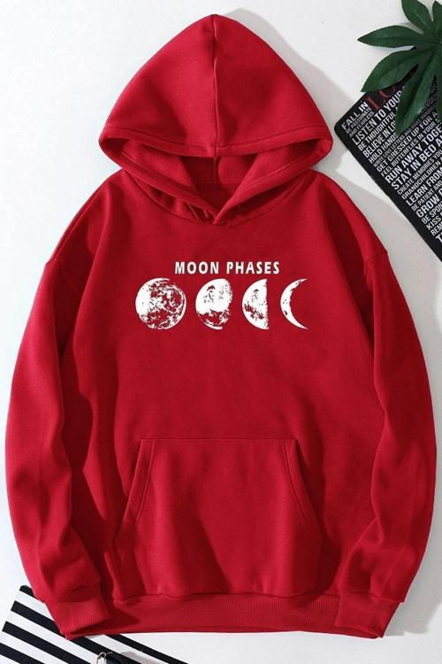 Unisex Moon Phases Baskılı Sweatshirt