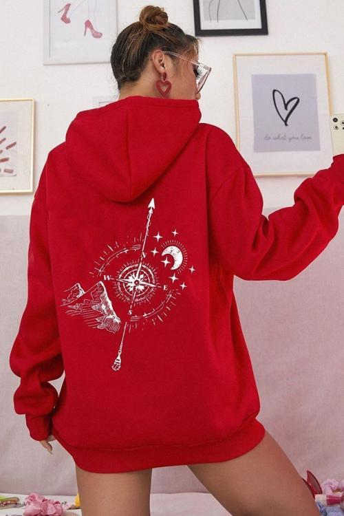 Unisex Pusula Sırt Baskılı Sweatshirt