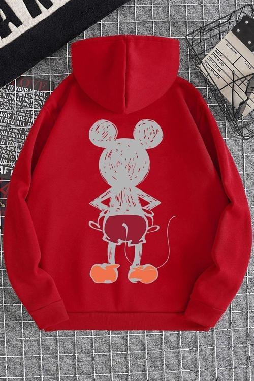 Unisex Mouse Sırt Baskılı Sweatshirt