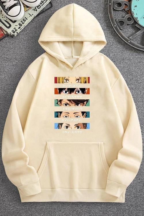 Cosplay Haikyuu Baskılı Sweatshirt