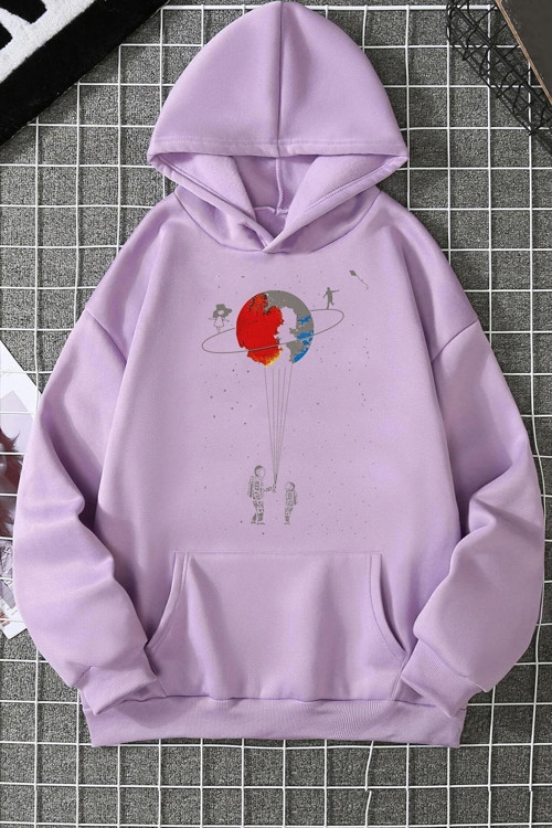 Unisex Evren Temalı Baskılı Sweatshirt