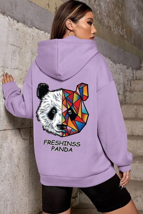 Unisex Panda Sırt Baskılı Sweatshirt