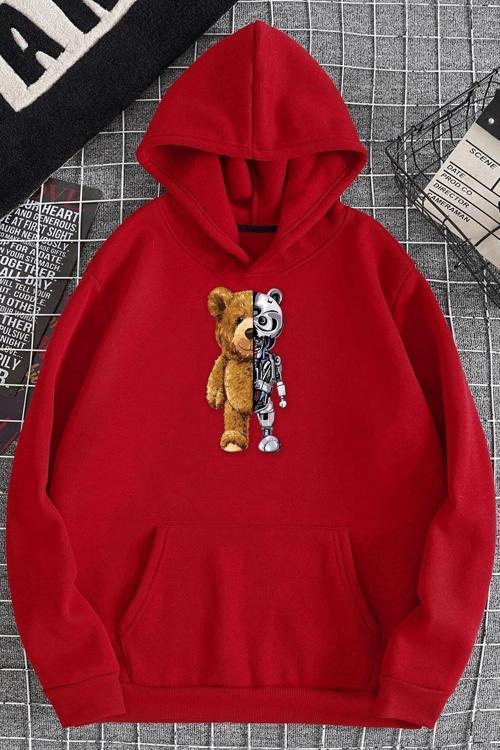 Unisex Boys Bear Baskılı Sweatshirt