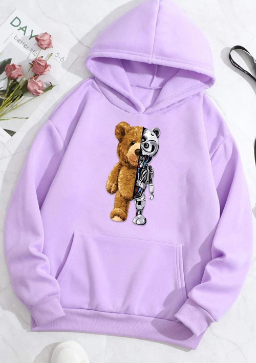Unisex Boys Bear Baskılı Sweatshirt