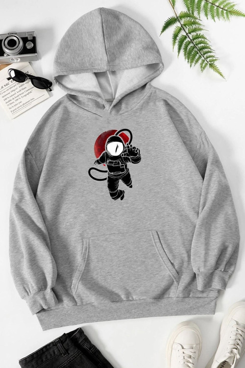 Unisex Astronot Baskılı Sweatshirt