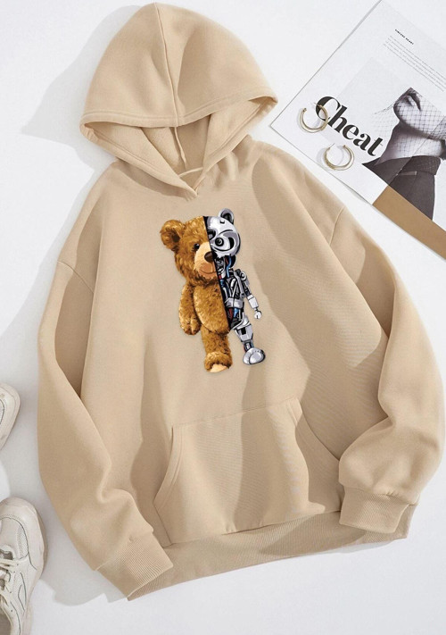 Unisex Boys Bear Baskılı Sweatshirt