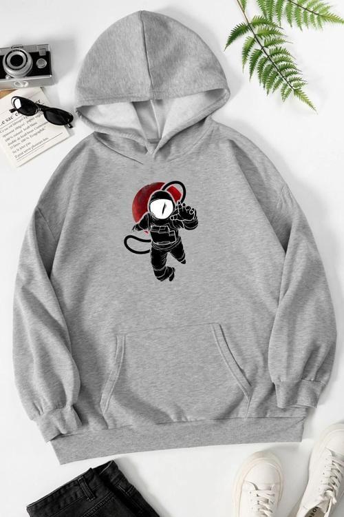 Unisex Astronot Baskılı Sweatshirt