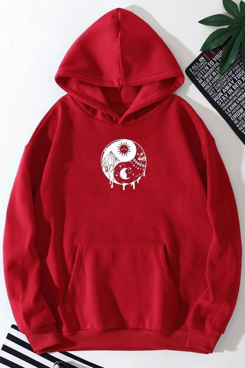 Unisex Ying-yang Baskılı Sweatshirt