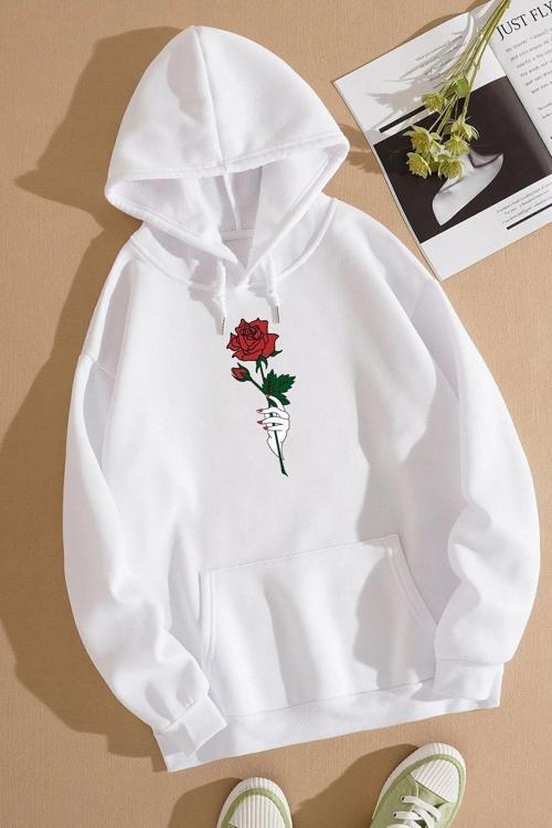 Rose Baskılı Sweatshirt