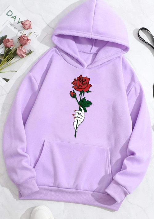 Unisex Rose Baskılı Sweatshirt