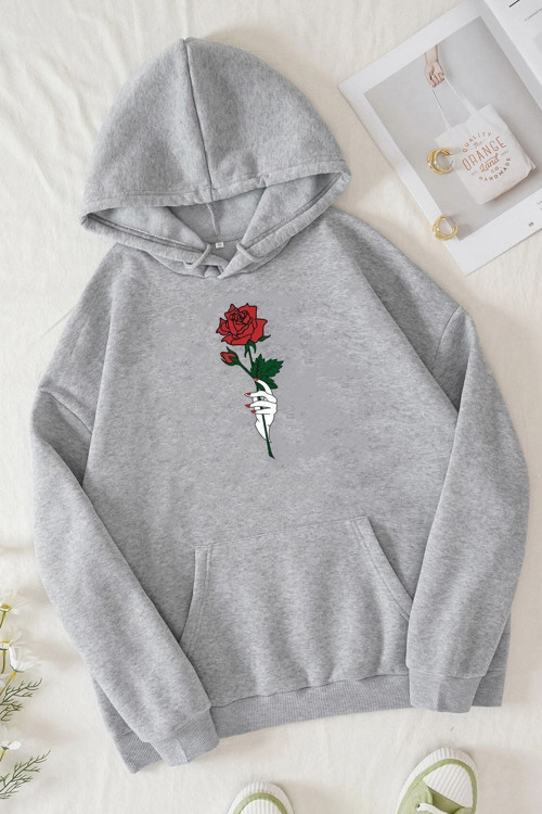 Unisex Rose Baskılı Sweatshirt