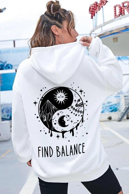 Unisex Yin & Yang Tasarım Sweatshirt