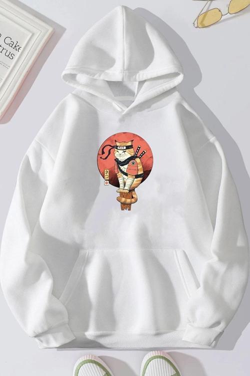 Unisex Shinobi Kedi Baskılı Sweatshirt