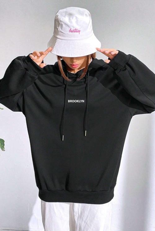 Unisex Oversize Brooklyn Baskılı Sweatshirt