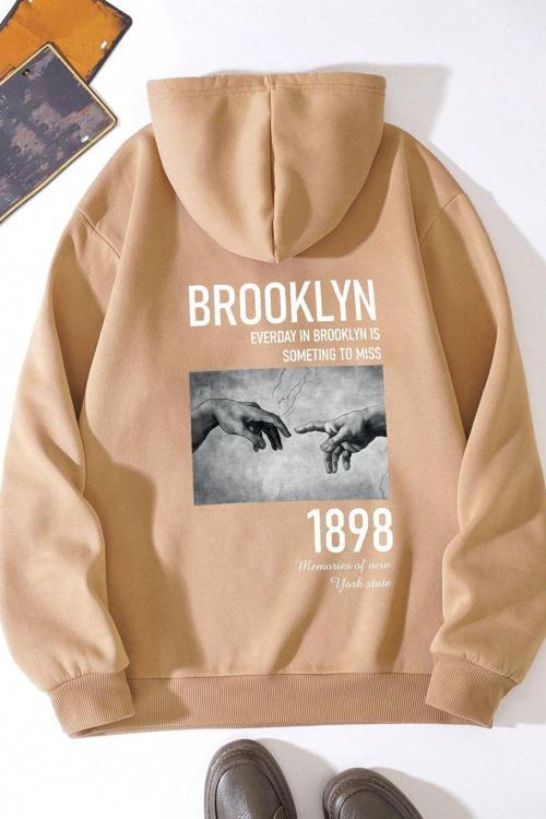 Unisex Oversize 1898 Brooklyn Baskılı Sweatshirt
