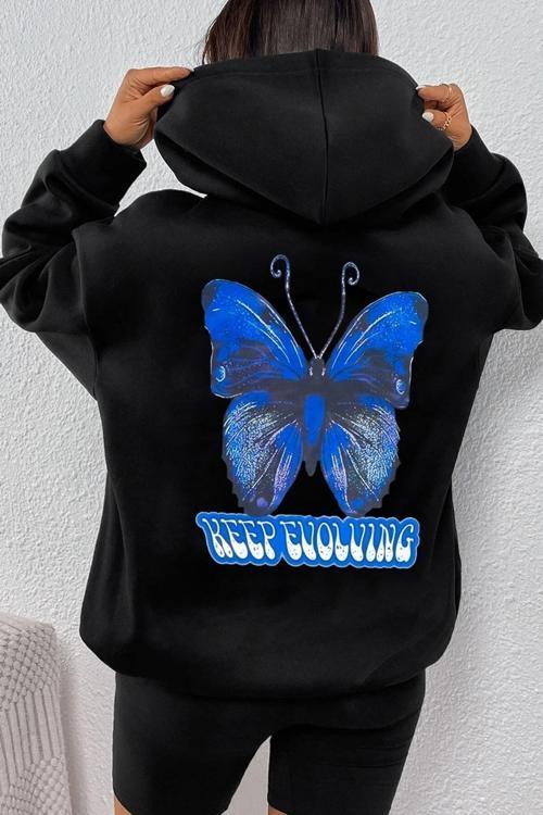 Unisex Butterfly Baskılı Sweatshirt