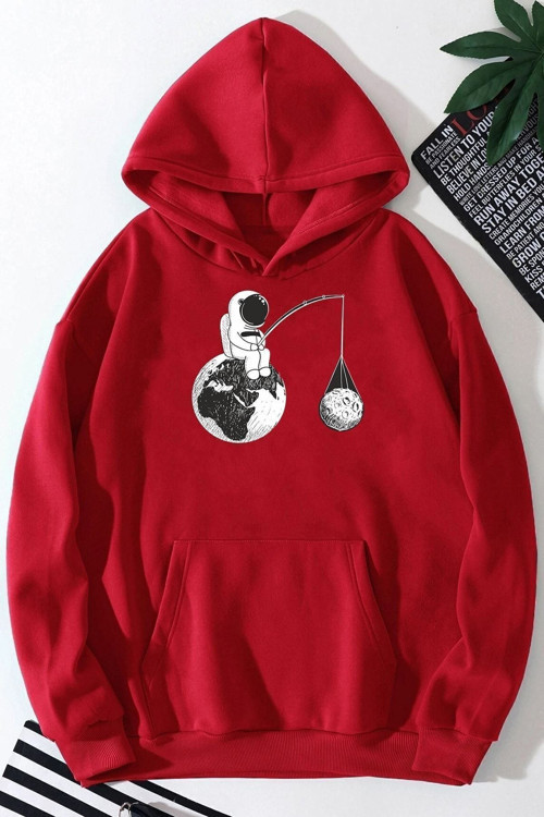 Unisex Uzay Temalı Baskılı Sweatshirt