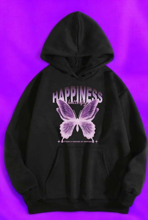 Happiness Baskılı Oversize Sweatshirt