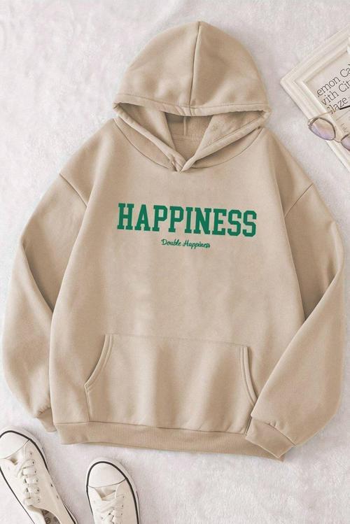 Unisex Oversize Happiness Baskılı Sweatshirt