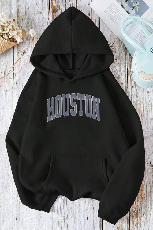 Houston Baskılı Oversize Sweatshirt