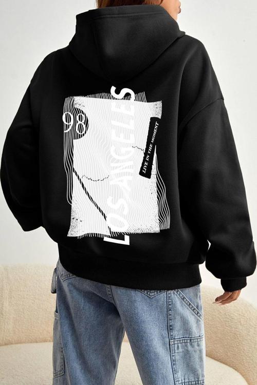 Unisex Oversize Live in The Moment Baskılı Sweatshirt
