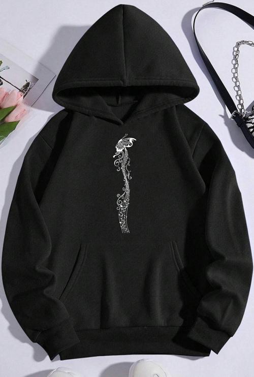 Unisex Oversize Butterfly Song Baskılı Sweatshirt