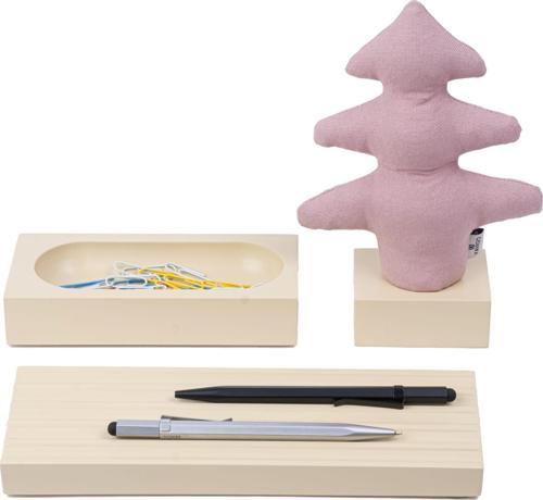Woody Krem Üçlü Ofis Seti - Pembe Çam