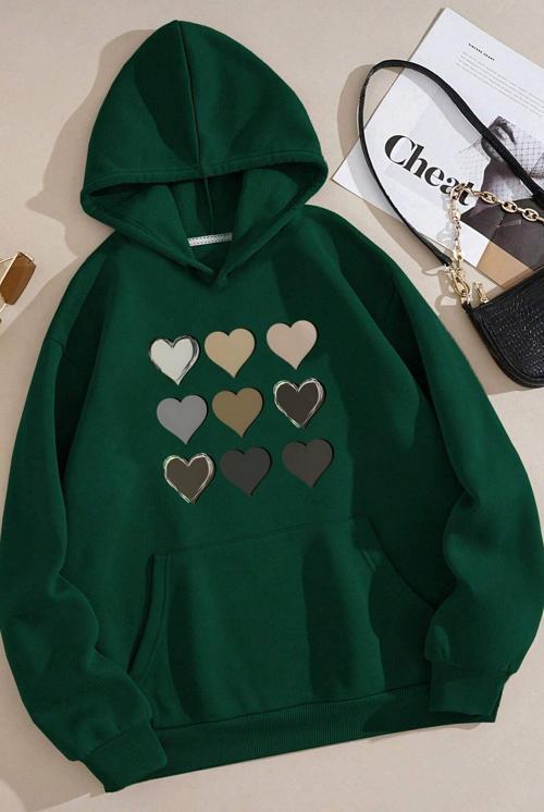 Unisex Oversize Kalp Baskılı Sweatshirt