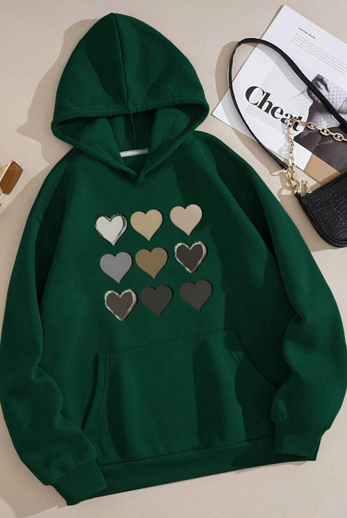 Unisex Oversize Kalp Baskılı Sweatshirt