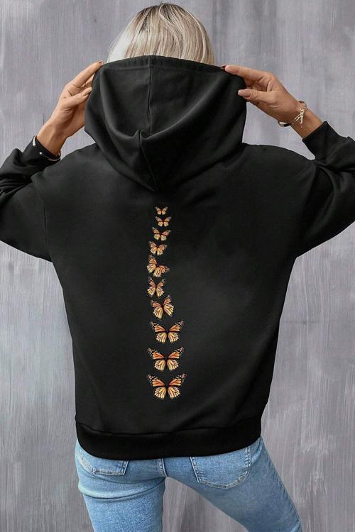 Unisex Oversize Sırt Kral Kelebek Baskılı Sweatshirt