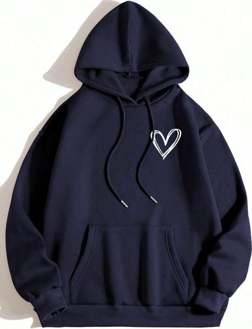Unisex Heart Baskılı Oversize Sweatshirt