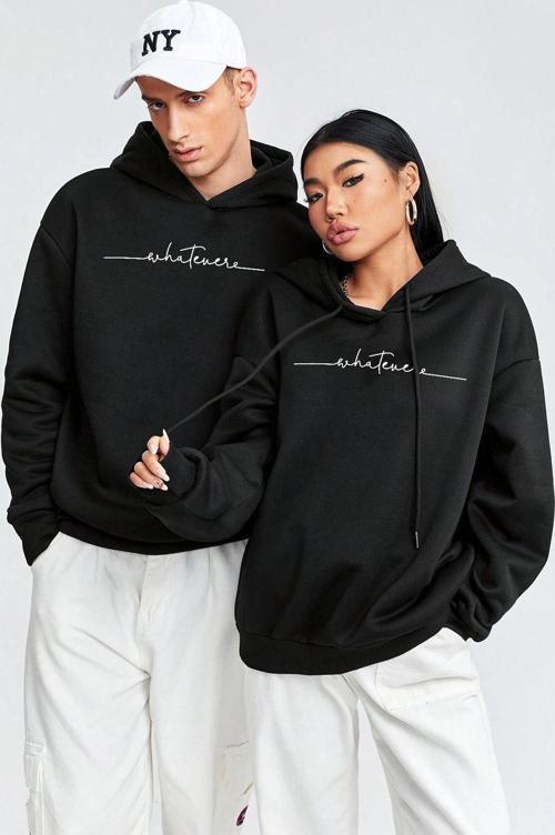 Whatever Baskılı Oversize Sweatshirt