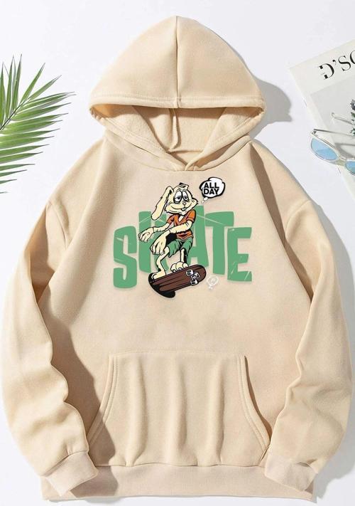 Unisex All Day Rabbit Baskılı Sweatshirt