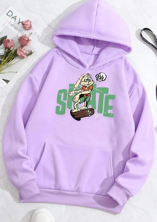 Unisex All Day Rabbit Baskılı Sweatshirt