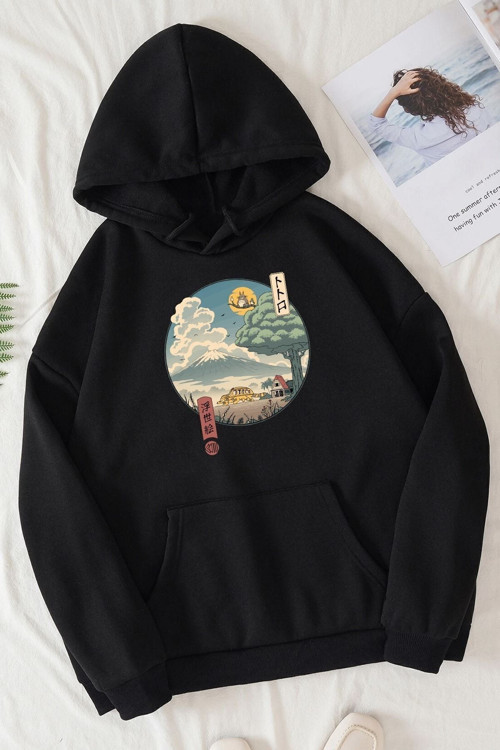 Unisex Neighbor's Ukiyo E Baskılı Sweatshirt